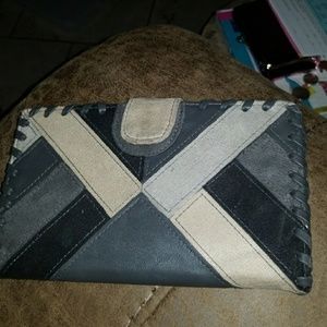 Suede and leather wallet